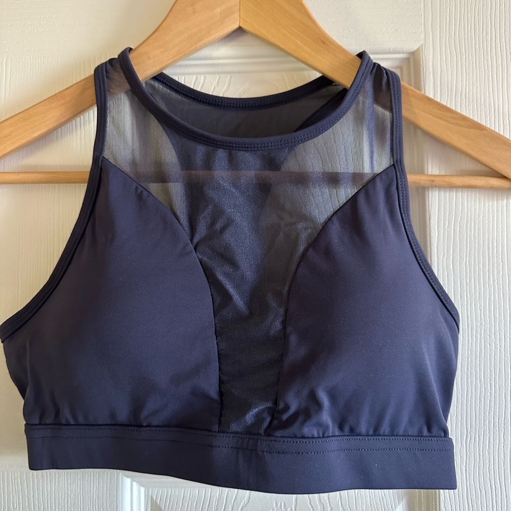 Popflex mesh sports bra, small, dark blue color